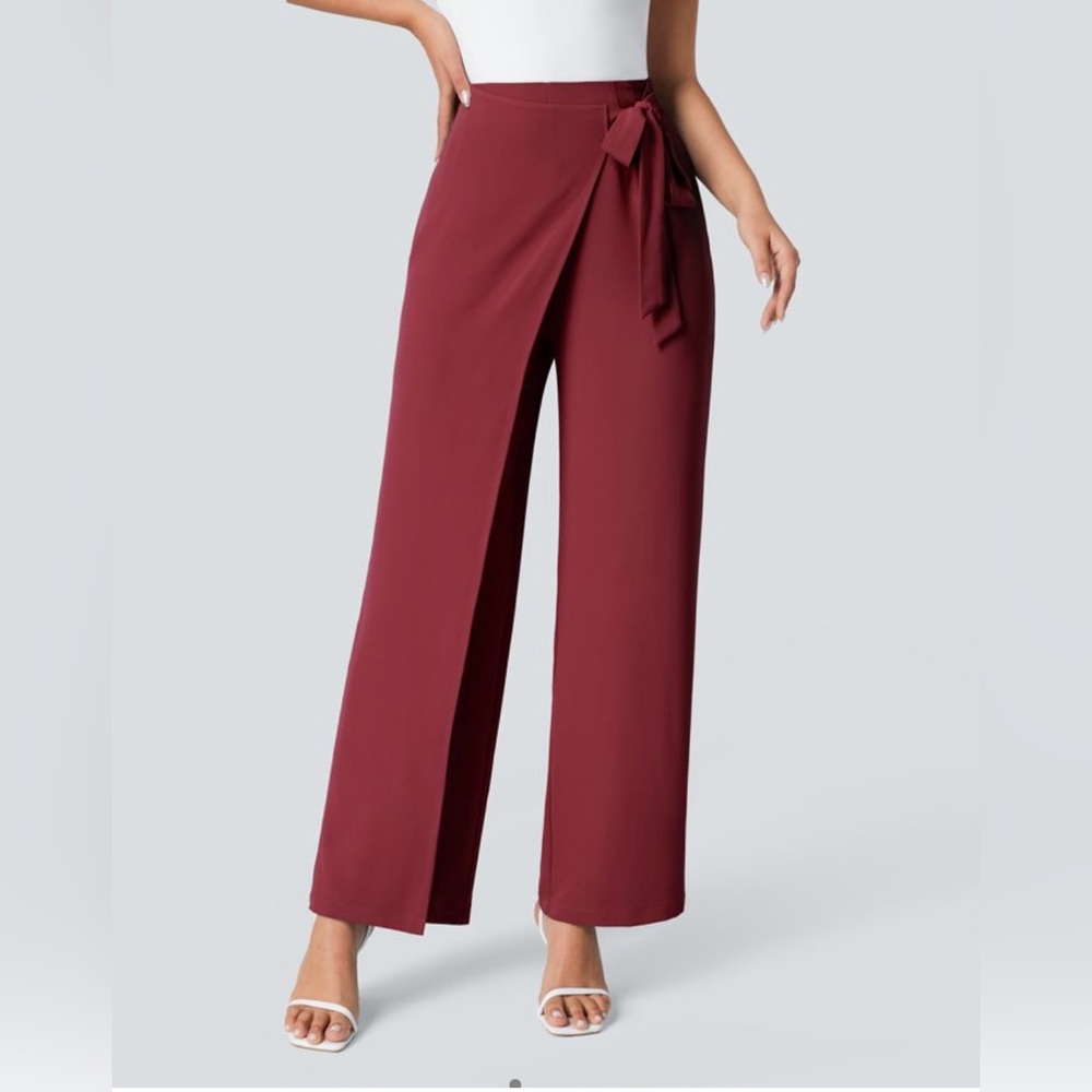 Halara High Waisted Tie Side Wide Leg Work Pants